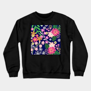 Cherry Blossoms Romance_Navy background Crewneck Sweatshirt